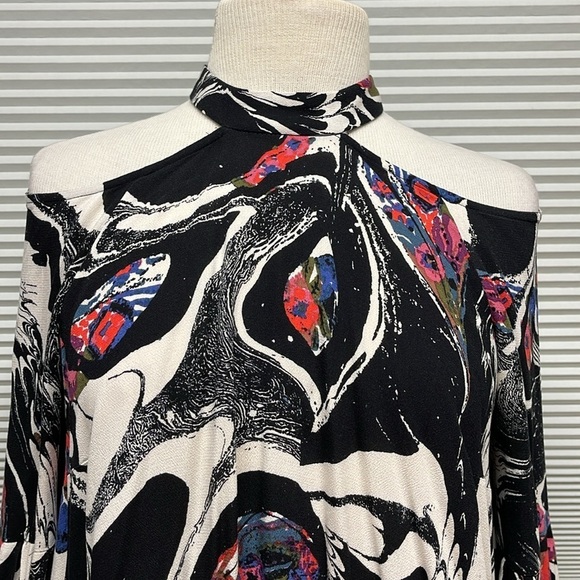 Free People Black Drift Away Cold-Shoulder Long Sleeve Tunic Top Size XS - Picture 8 of 16